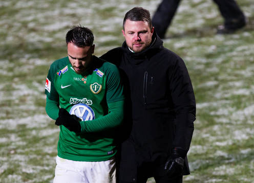 Jönköpings Dzenis Kozica och tränare Jimmy Thelin deppar