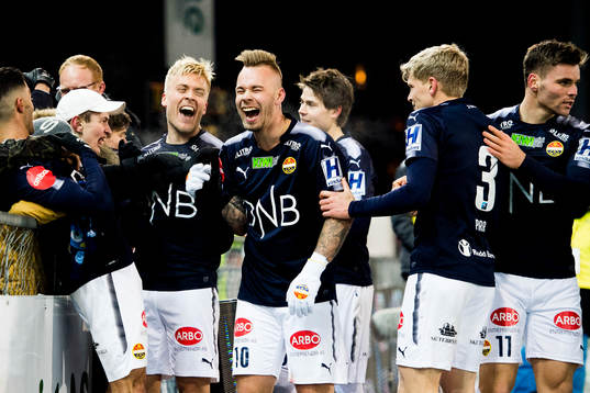 Eirik Ulland Andersen of Strømsgodset celebrates 2-0 with