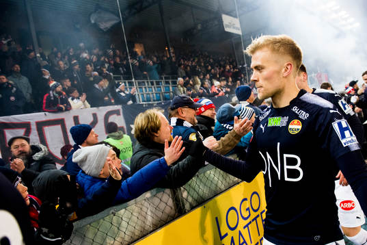 Eirik Ulland Andersen of Strømsgodset celebrates