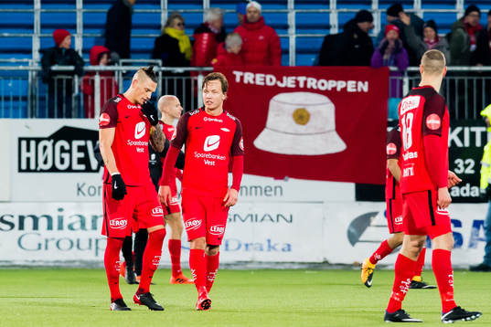 Vito Wormgoor and Fredrik Haugen of Brann look dejected