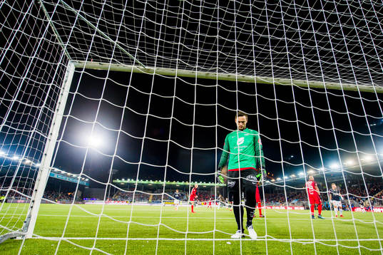 Goalkeeper Piotr Leciejewski of Brann looks dejected