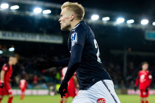 Eirik Ulland Andersen of Strømsgodset celebrates