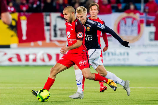 Amin Nouri of Brann and Eirik Ulland Andersen of