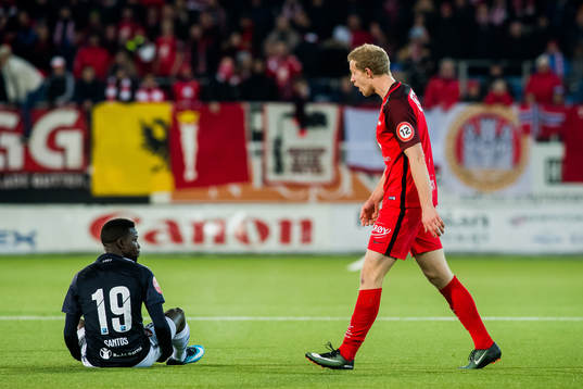 Francisco Júnior of Strømsgodset and Peter Orry Larsen of