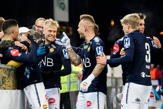 Eirik Ulland Andersen of Strømsgodset celebrates with his