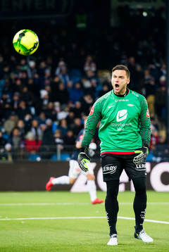 Goalkeeper Piotr Leciejewski of Brann reacts