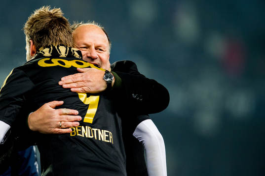 Nicklas Bendtner and Ivar Koteng, chairman of Rosenborg