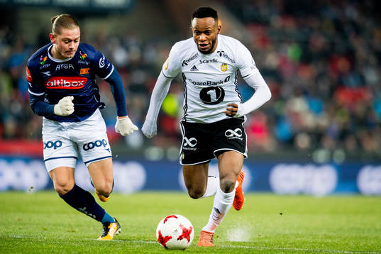 Julian Ryerson of Viking and Samuel Adegbenro of Rosenborg