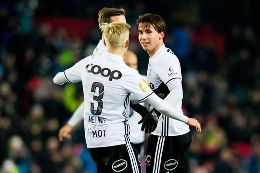Anders Trondsen of Rosenborg celebrates scoring 2-0 with