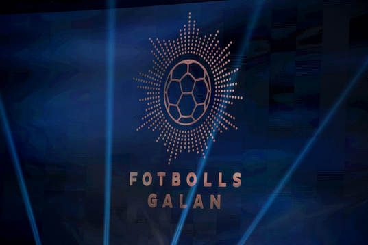 Logotype för fotbollsgalan på scen