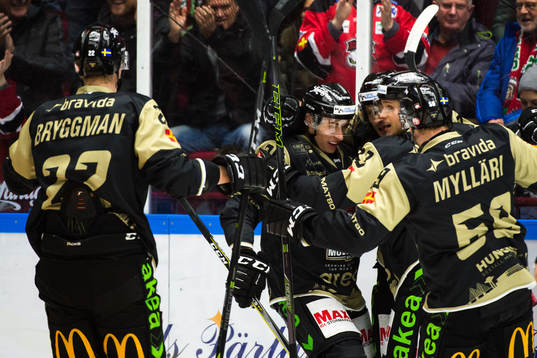 Malmö Redhawks spelare jublar