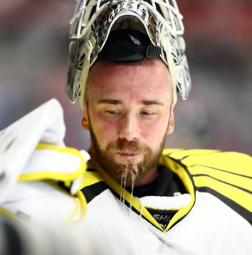 Brynäs målvakt david Rautio deppar