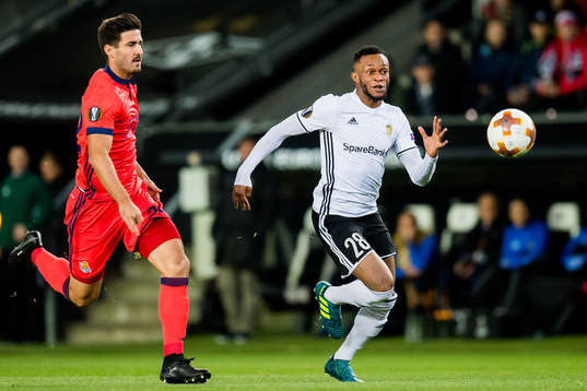 Raul Navas of Real Sociedad and Samuel Adegbenro of