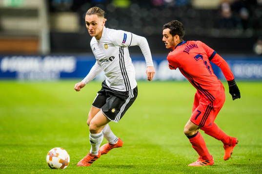 Jonathan Levi of Rosenborg and Juanmi of Real Sociedad