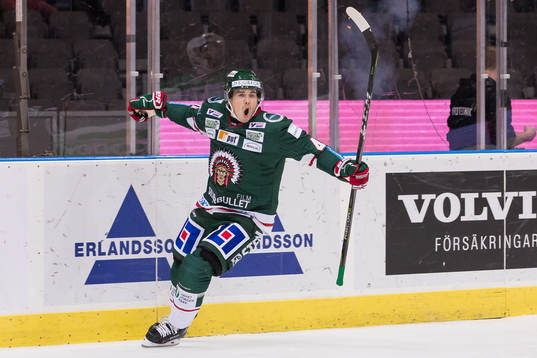 Frölundas Joel Mustonen jublar