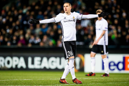 Milan Jevtovic of Rosenborg reacts