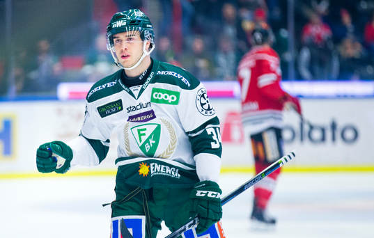 Färjestads Michael Lindqvist gör 1-0 och jublar