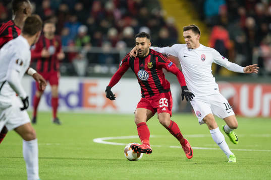 Östersunds Saman Ghoddos mot Zorja Luhansks Oleksandr
