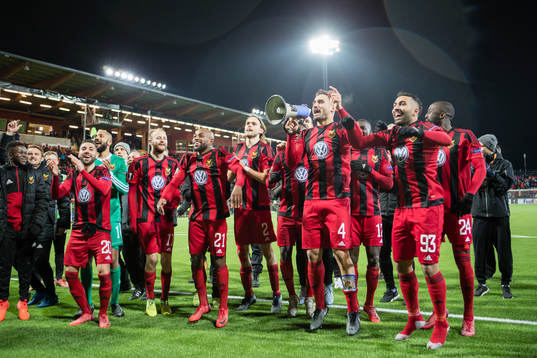 Östersunds spelare jublar