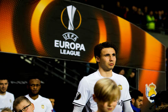 Anders Trondsen of Rosenborg enters the pitch