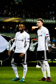 Samuel Adegbenro and Nicklas Bendtner of Rosenborg