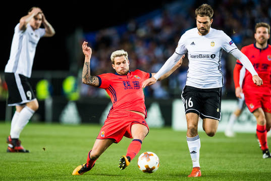 Nicklas Bendtner of Rosenborg, Inigo Martinez of Real