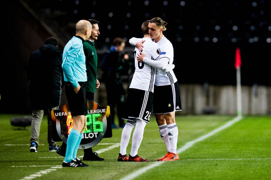Milan Jevtovic and Jonathan Levi of Rosenborg