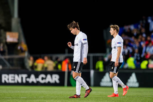 Anders Trondsen and Vegar Eggen Hedenstad of Rosenborg look