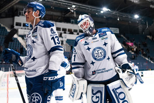 Leksands Jon Knuts och målvakt Tex Williamsson