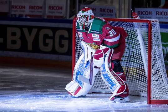 Moras målvakt Mattias Pettersson  i ishockeymatchen i SHL