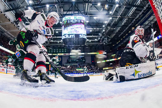 Malmö Redhawks Axel Wemmenblorn och målvakt Oscar