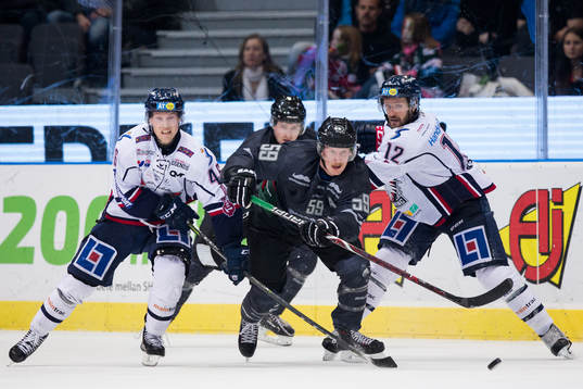 Linköpings Mathis Olimb och Sebastian Karlsson mot