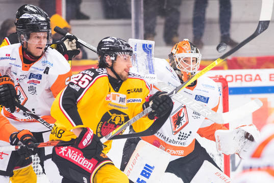 Luleås Anton Hedman och Karlskronas målvakt Henrik