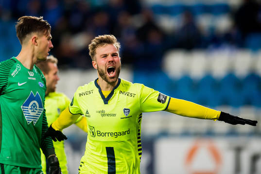 Patrick Mortensen of Sarpsborg celebrates