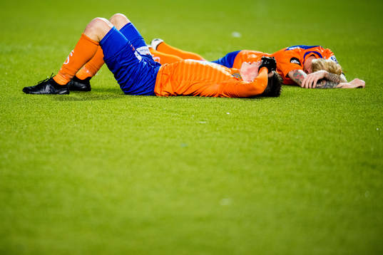 Sondre Fet and Fredrik Carlsen of Aalesund look dejected
