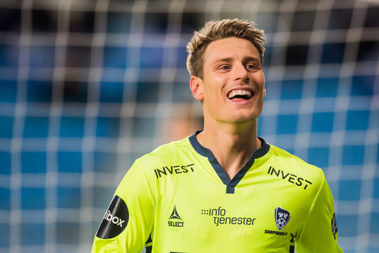 Kristoffer Zachariassen of Sarpsborg celebrates