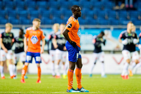 Edwin Gyasi of Aalesund looks dejected