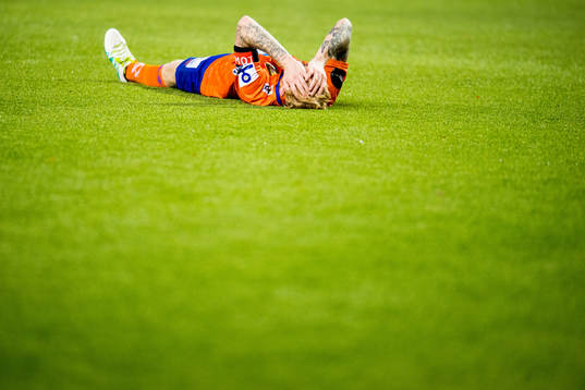 Fredrik Carlsen of Aalesund looks dejected being relegated