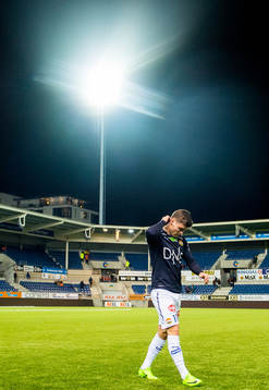 Kristoffer Tokstad of Strømsgodset looks dejected missing