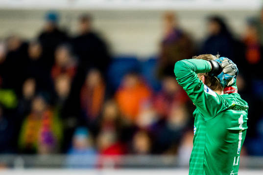 Goalkeeper Andreas Lie of Aalesund looks dejected
