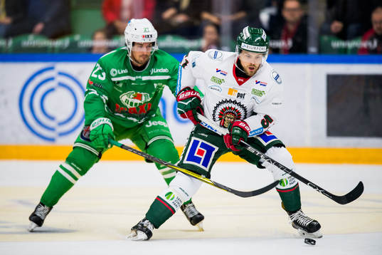 Rögles Daniel Sylwander och Frölundas Mats Rosseli Olsen