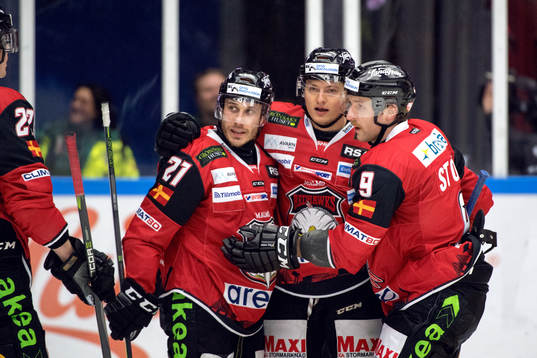 Malmö Redhawks Andy Miele, Rhett Rakhshani och Frederik