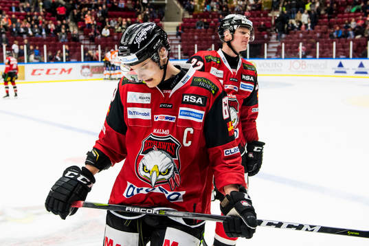 Malmö Redhawks Fredrik Händemark och Lars Bryggman deppar