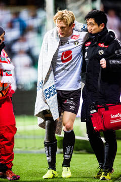Eirik Birkelund of Sogndal with an injury