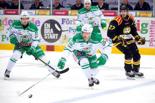 Rögles Ted Brithén och Lucas Elvenes och Brynäs Drew