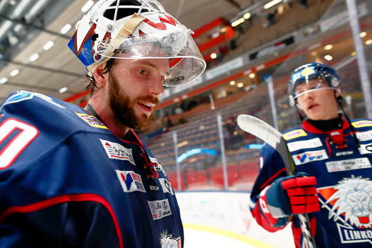 Linköpings målvakt Jonas Gustavsson jublar