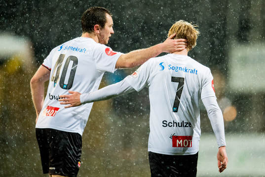 Eirik Schulze of Sogndal is approached by captain Even