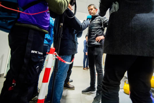 Eirik Bakke, head coach of Sogndal, talks to the press