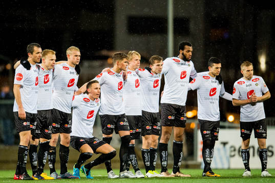 Players of Sogndal follow the penalty shoot out