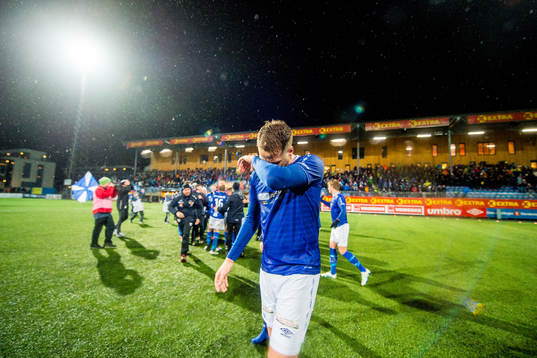 Michael Karlsen of Ranheim reacts being promoted to